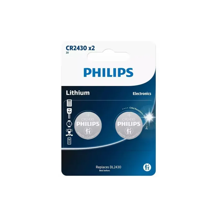 Philips Pile bouton Lithium CR2430 2 Pièce-s