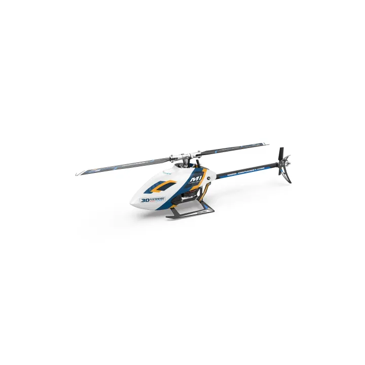 OMPHobby Hélicoptère M1 EVO Flybarless, 3D, blanc BNF
