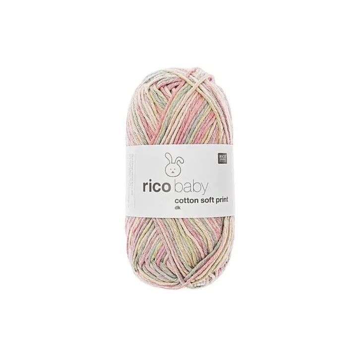 Rico Design Laine Baby Cotton Soft Print 50 g, Pétrole  Rose