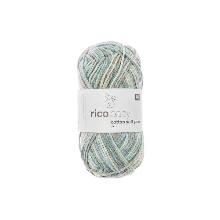 Rico Design Laine Baby Cotton Soft Print 50 g, Gris  Turquoise