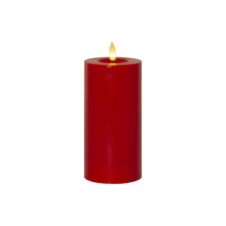 Star Trading Bougie LED Pillar Flamme Flow, 17.5 cm, Rouge