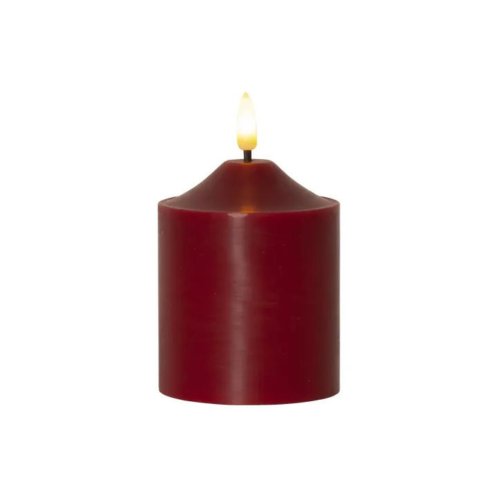 Star Trading Bougie LED Flamme Pillar, 12 cm, rouge