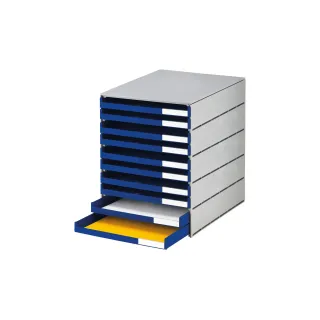 Styro Boîte à tiroirs Styroval Pro 10 tiroirs, bleu, ouverts
