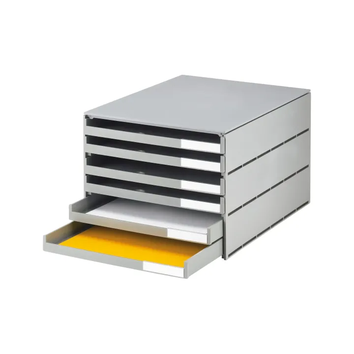 Styro Boîte à tiroirs Styroval Pro Eco 6 tiroirs, gris, ouverts