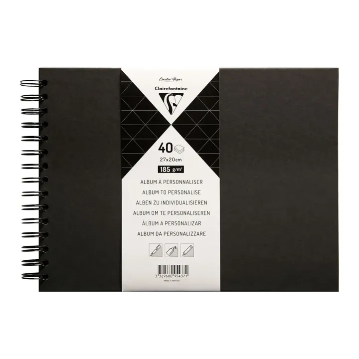 Clairefontaine Bloc-notes DIY 27 x 20 cm, Vierge, Noir