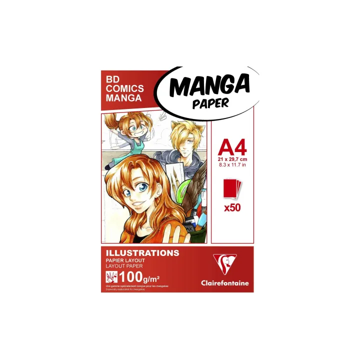 Clairefontaine Carnet de dessin Manga A4, 50 feuilles