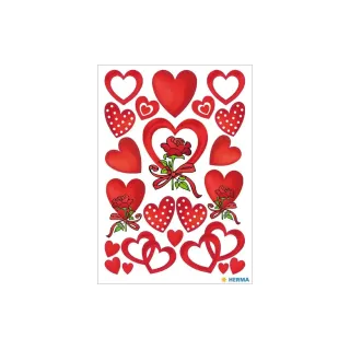 Herma Stickers Autocollant à motif Des cœurs et des roses, 3 feuille