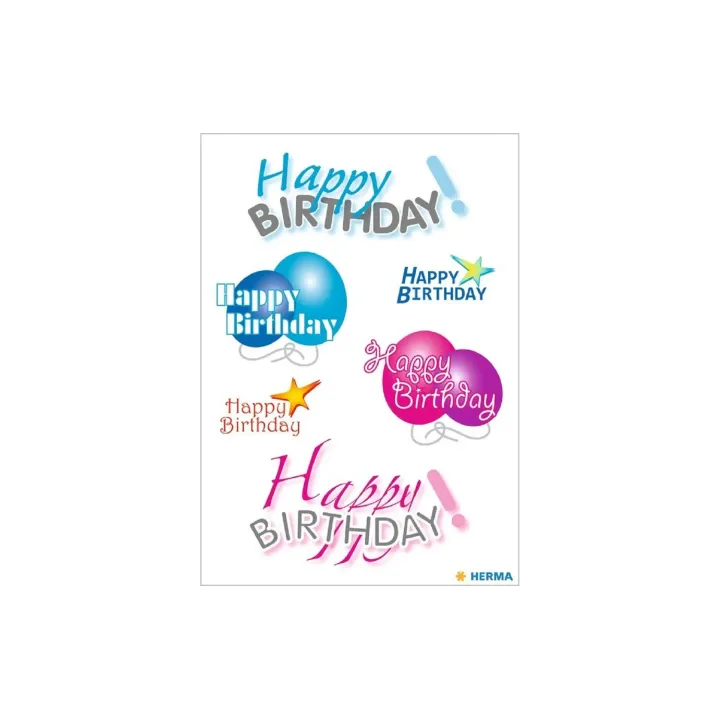 Herma Stickers Autocollant à motif Happy Birthday, 3 feuilles