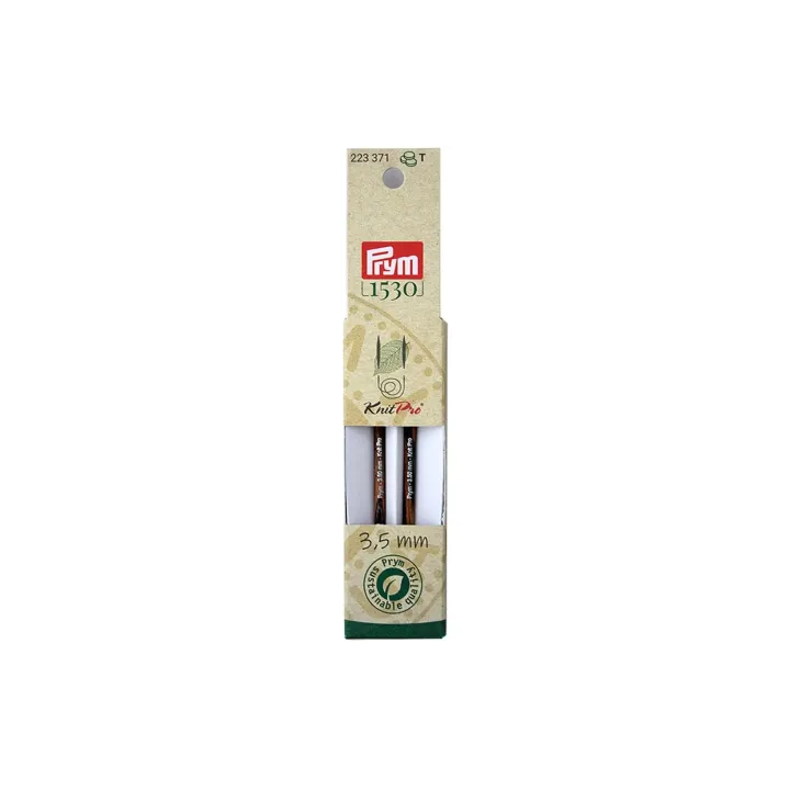 Prym 1530 Pointes daiguilles à tricoter Natural, court 3.50 mm, 8.7 cm, bois de bouleau