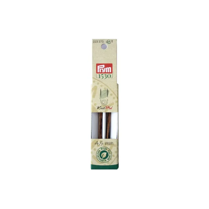 Prym Pointes daiguilles à tricoter Natural, court 4.50 mm, 8.7 cm, bois de bouleau