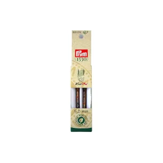 Prym 1530 Pointes daiguilles à tricoter Natural, court 5.00 mm, 8.7 cm, bois de bouleau