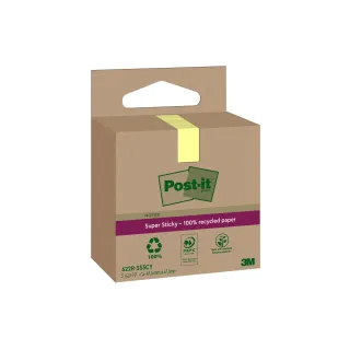 Post-it Fiche de bloc-notes Super Sticky Recycling, Jaune, 3 blocs