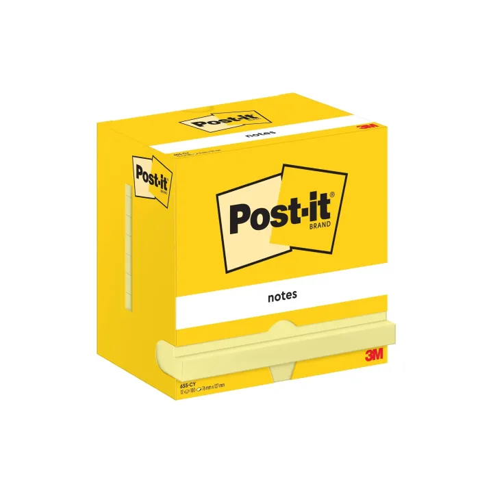 Post-it Fiche de bloc-notes 127 x 76 mm, Jaune, 12 blocs