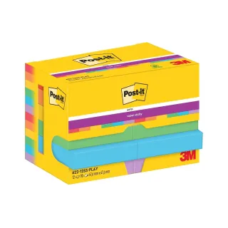 Post-it Fiche de bloc-notes Super Sticky 47 x 47 mm, Playful, 12 blocs