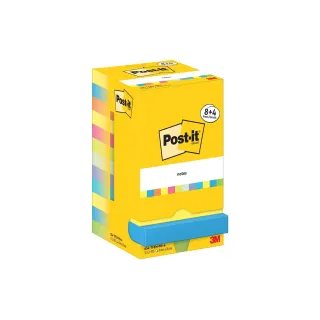 Post-it Fiche de bloc-notes Super Sticky 76 x 76 mm, Multicolore, 12 blocs