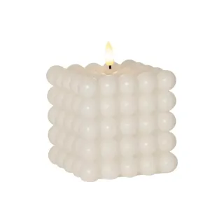 Star Trading Bougie LED Pillar Flamme Dot, 10 x 12.5 cm, blanc