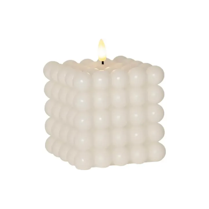 Star Trading Bougie LED Pillar Flamme Dot, 10 x 12.5 cm, blanc