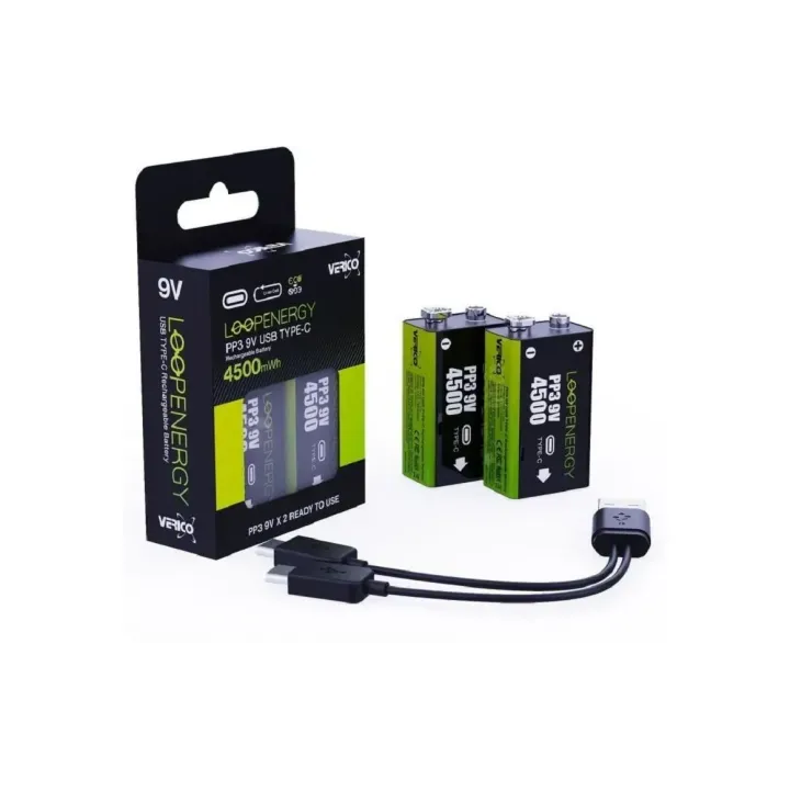 Verico Batterie 2x PP3 9V 500 mAh avec USB-C