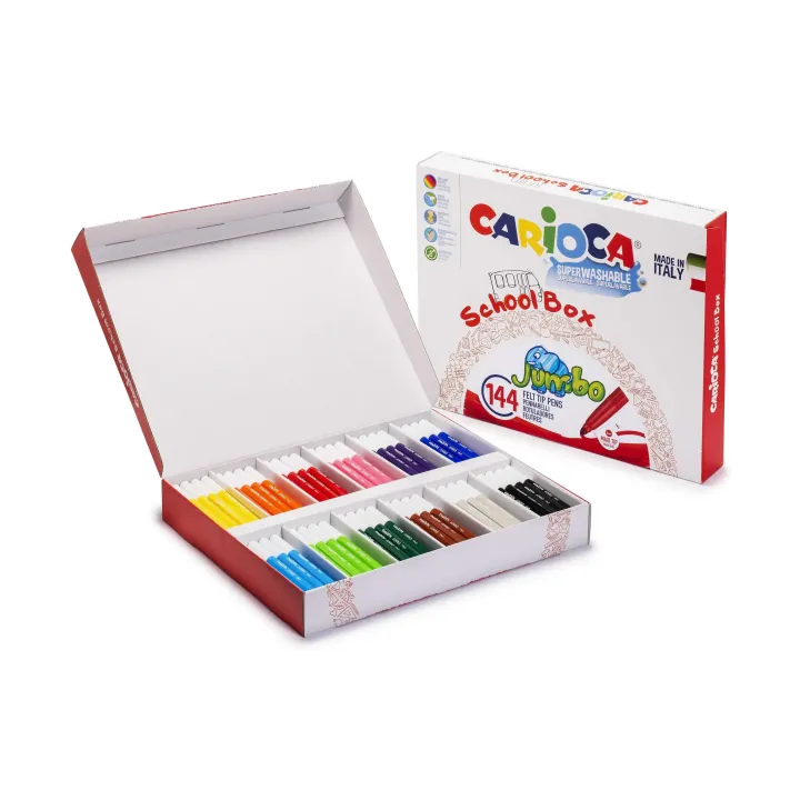 Carioca Feutres de coloriage Schoolbox Jumbo 144 pièces