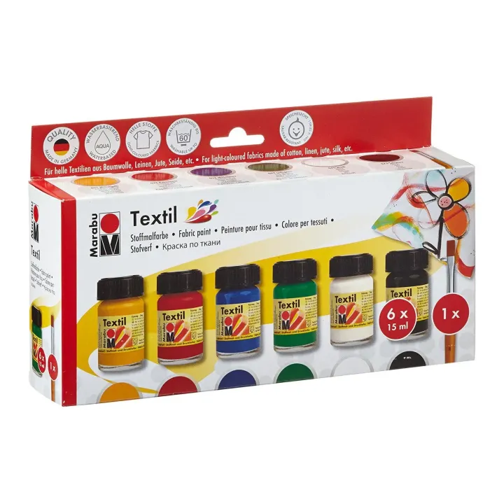 Marabu Peinture pour textile Kit de départ textile, multicolore