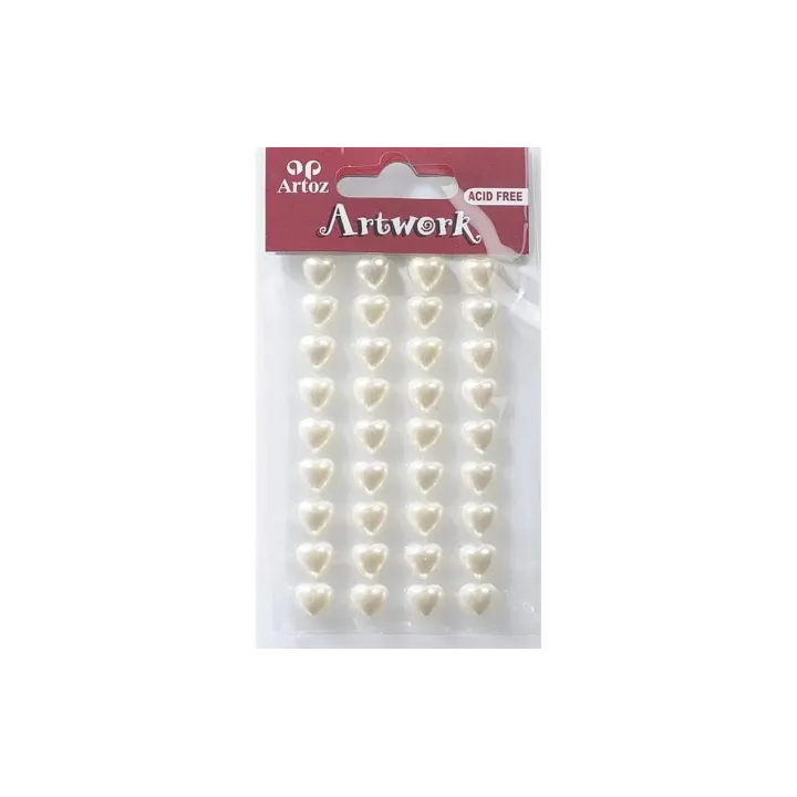 Artoz Autocollants à paillettes Art-Work Perle coeur blanc 10 mm, 1 feuille