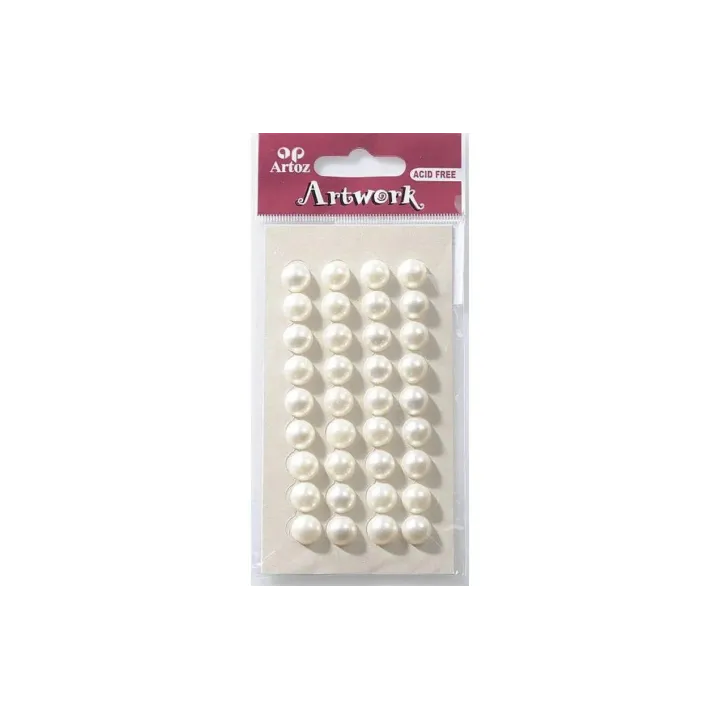 Artoz Autocollants perles Art-Work Perles 10 mm blanches, 1 feuille