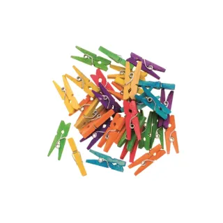 Glorex Petites pièces en bois Pinces à linge, colorées, 30 pièces