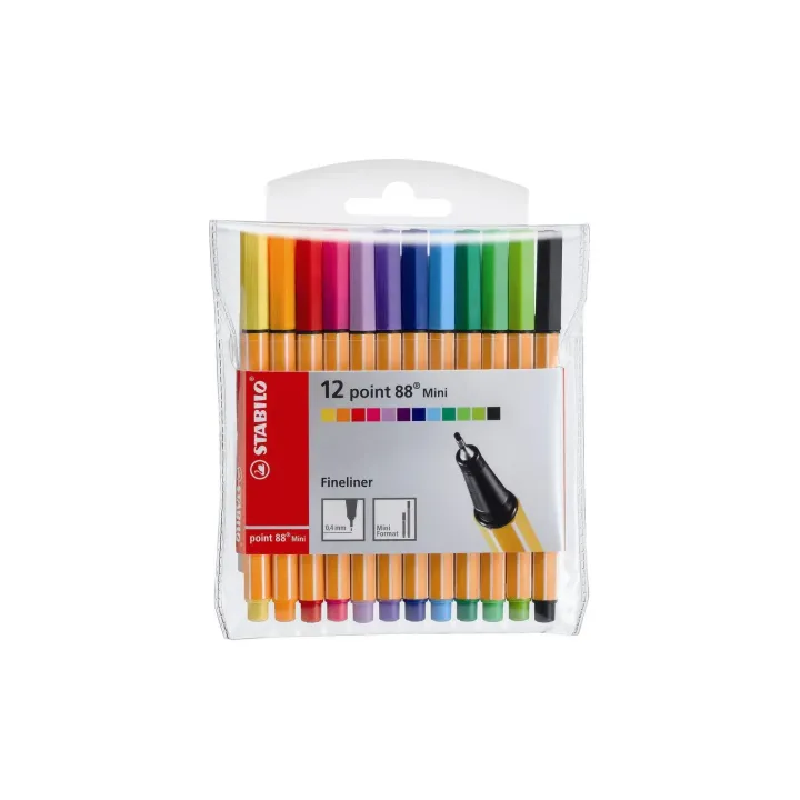 STABILO Fineliner point 88 MINI 12 pièces, multicolore