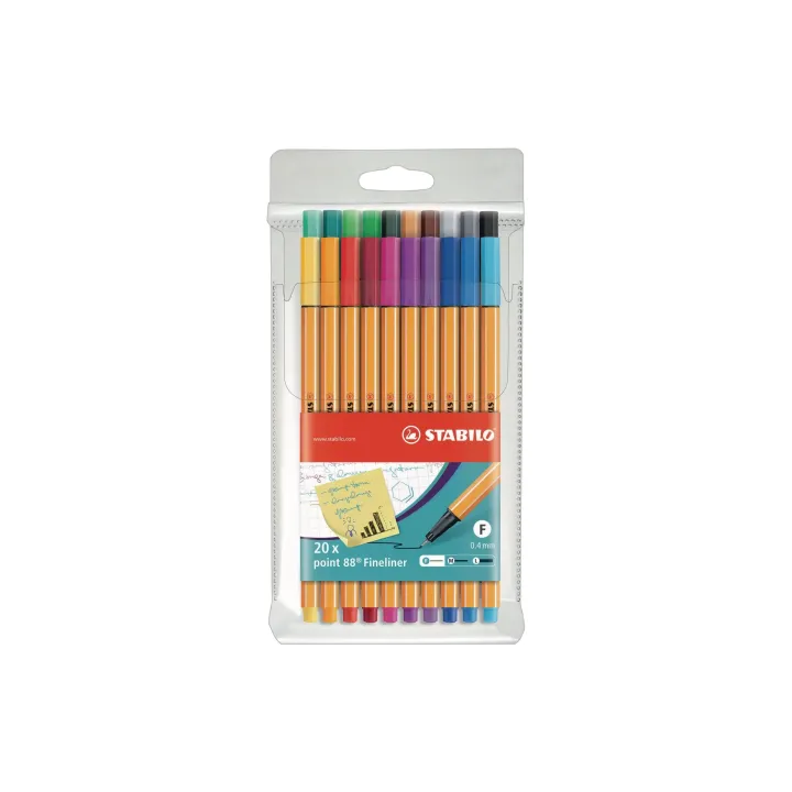 STABILO Fineliner point 88 20 pièces, multicolore