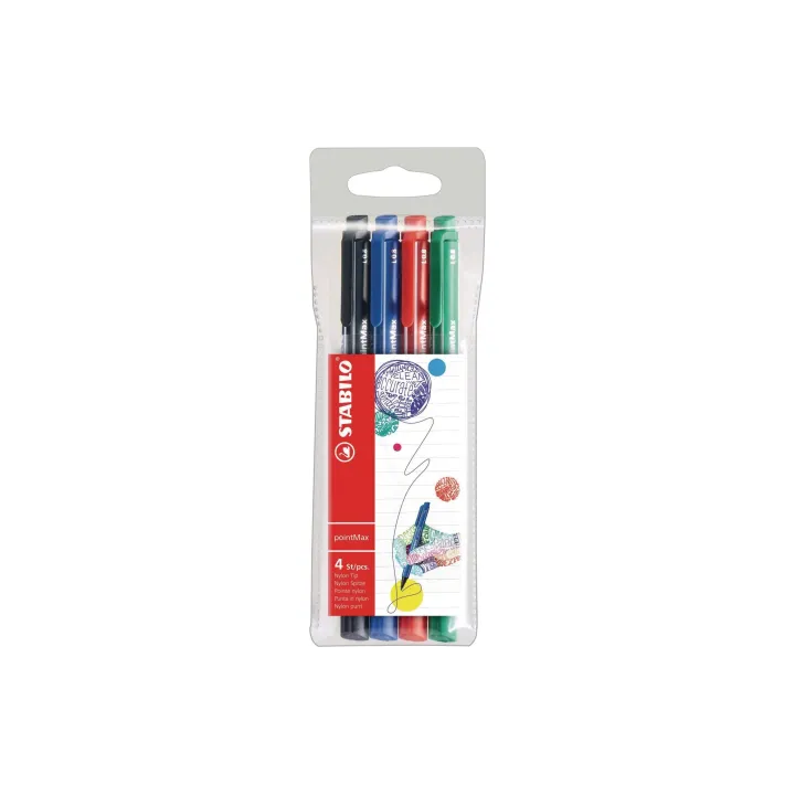 STABILO Fineliner pointMax 4 pièces, multicolore