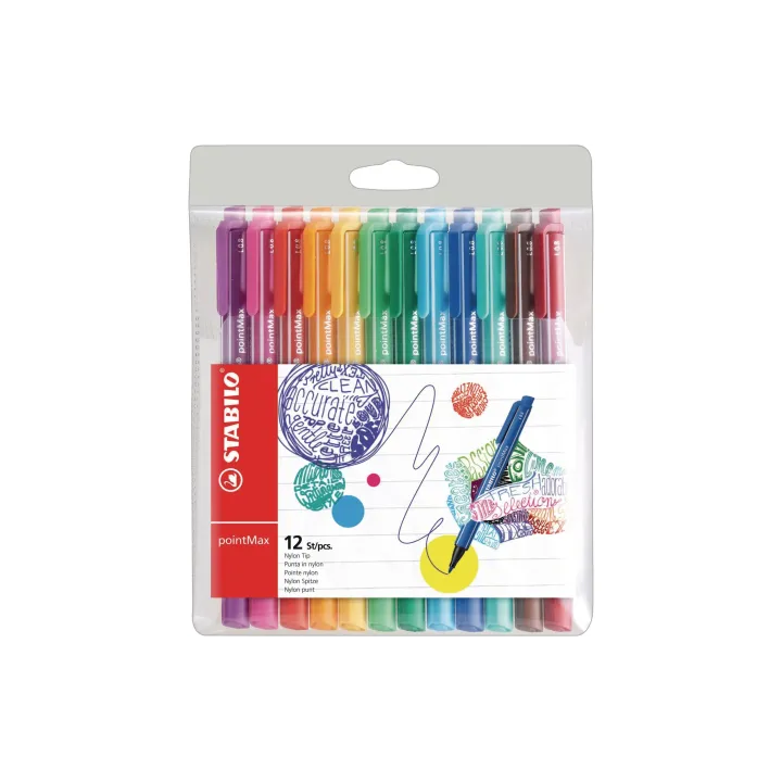 STABILO Fineliner pointMax 12 pièces, multicolore