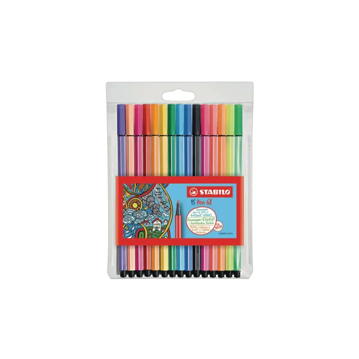 STABILO Feutres de coloriage Pen 68 15 pièces