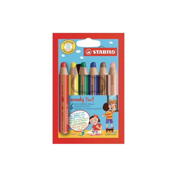 STABILO Crayons de couleur Woody 3in1 6 pièces