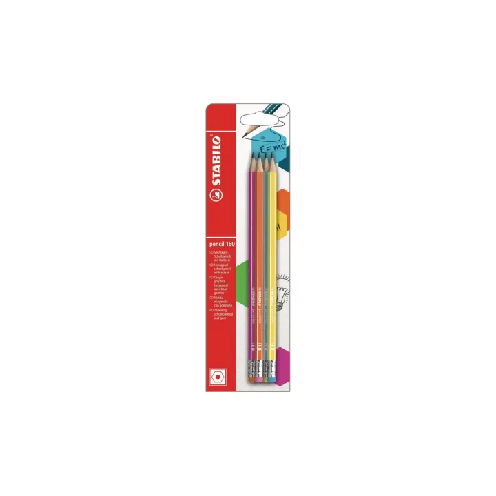 STABILO Crayon 160 HB Lot de 4 avec gomme