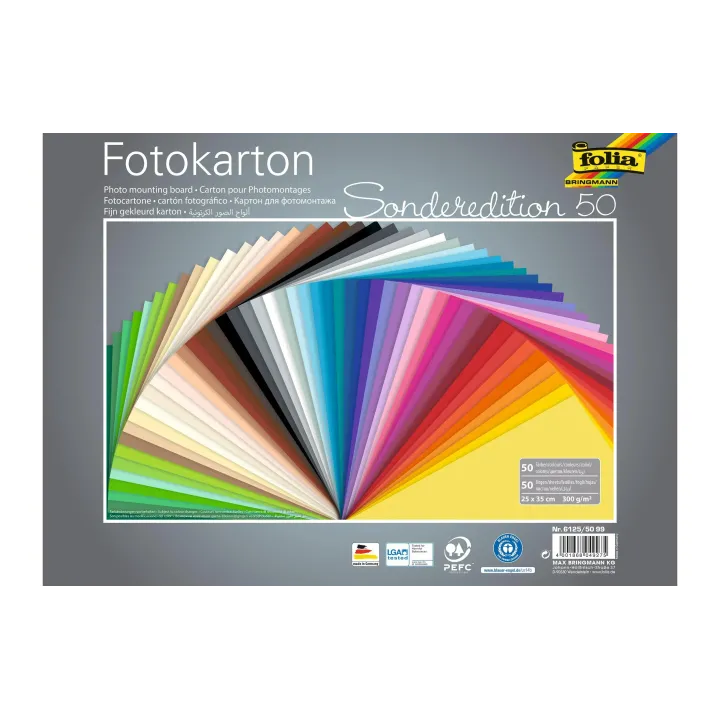 Folia Papier cartonné Paquet de 50 assortis Multicolore