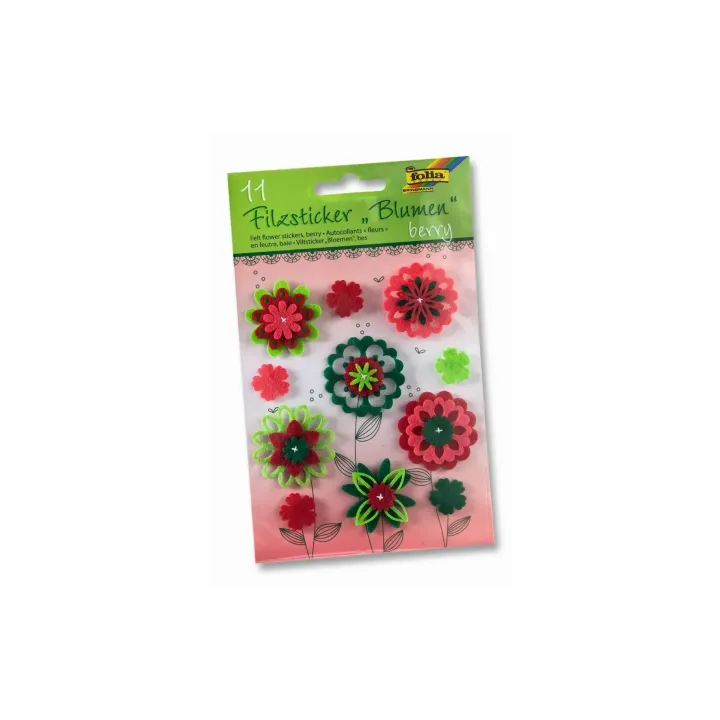 Folia Autocollant à motif Fleurs Berry Vert-Rouge  11 Pièce-s