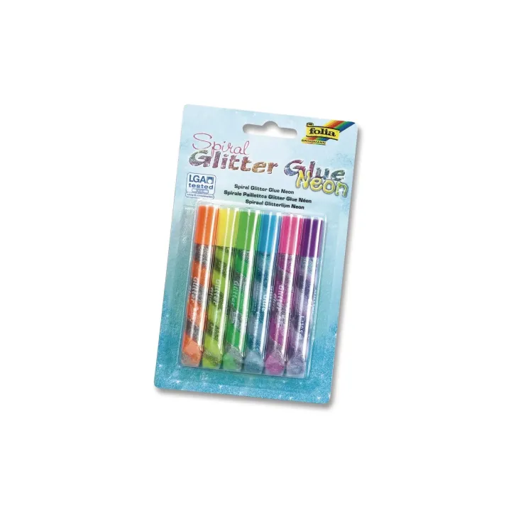 Folia Crayon à paillettes Glue Spiral Neon 6 pièces