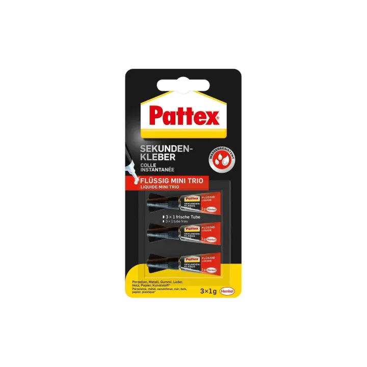 Pattex Colle instantanée Mini Trio 3 Pièce-s, Transparent