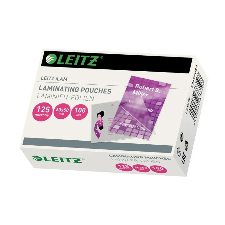 Leitz Film laminé 60 x 90 mm, 125 µm, 100 pièces, brillant