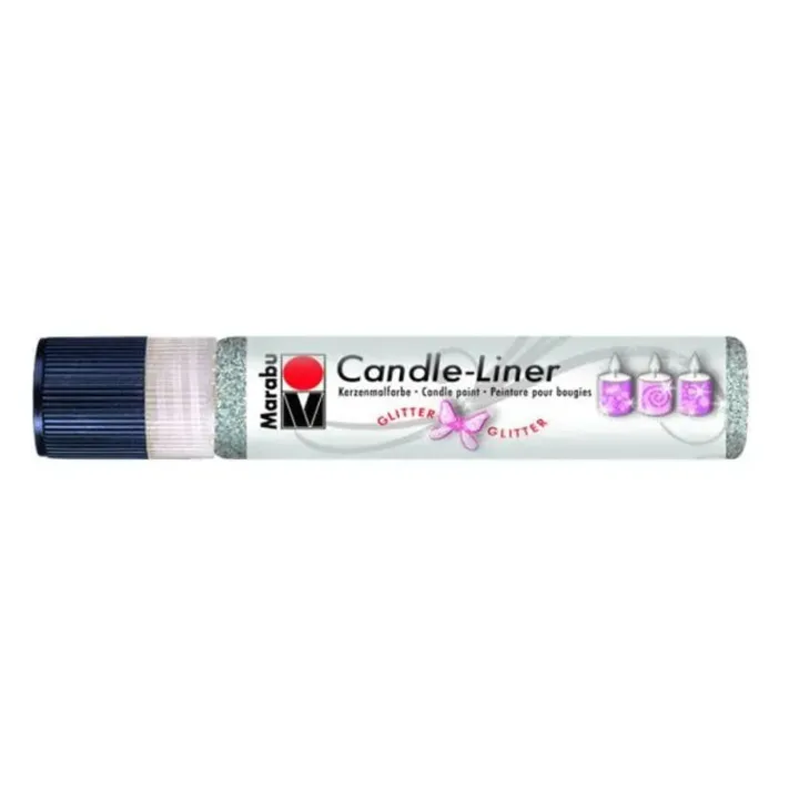 Marabu Peinture pour bougie Candle-Liner Glitter 25 ml, Argenté