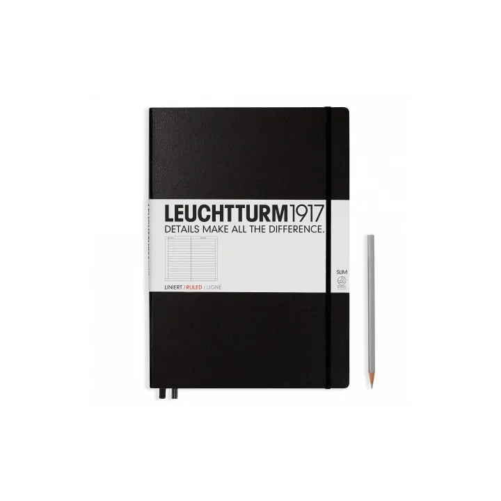 Leuchtturm Carnet de notes Master Slim  A4, À lignes, Noir