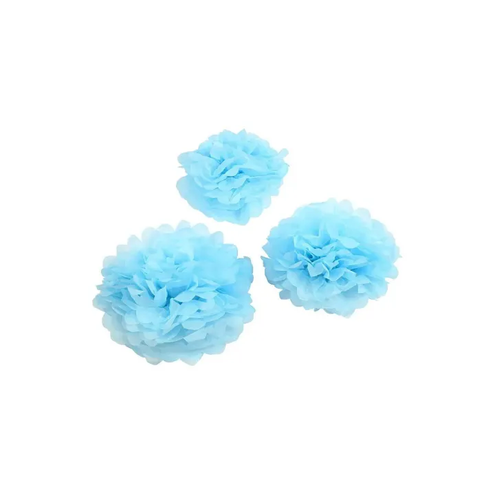 Creativ Company Pompons 20 + 24 + 30 cm 3 pièces, bleu clair