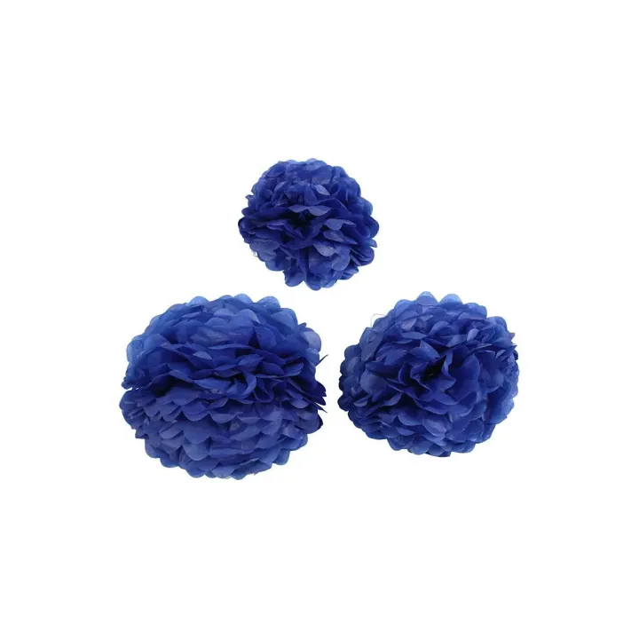 Creativ Company Pompons 20 + 24 + 30 cm 3 pièces, bleu