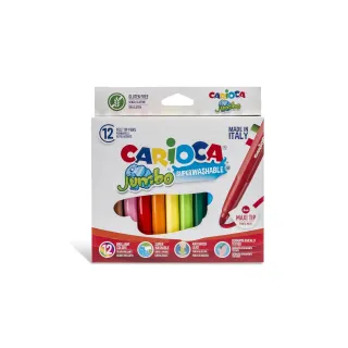 Carioca Feutres de coloriage Jumbo Box 12 pièces, multicolores