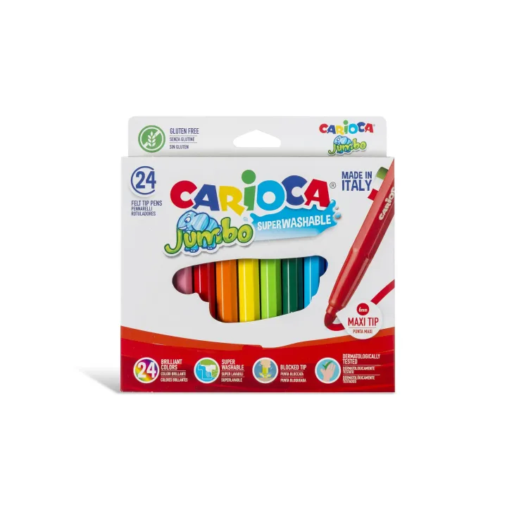 Carioca Feutres de coloriage Jumbo Box 24 pièces, multicolores