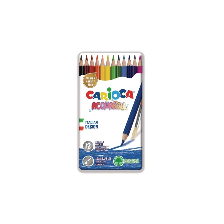 Carioca Crayons de couleur Boîte métallique, 12 pièces, multicolore