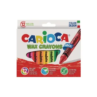 Carioca Crayon gras de couleur Maxi Wax 12 pièces, Multicolore