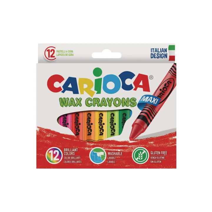 Carioca Crayon gras de couleur Maxi Wax 12 pièces, Multicolore