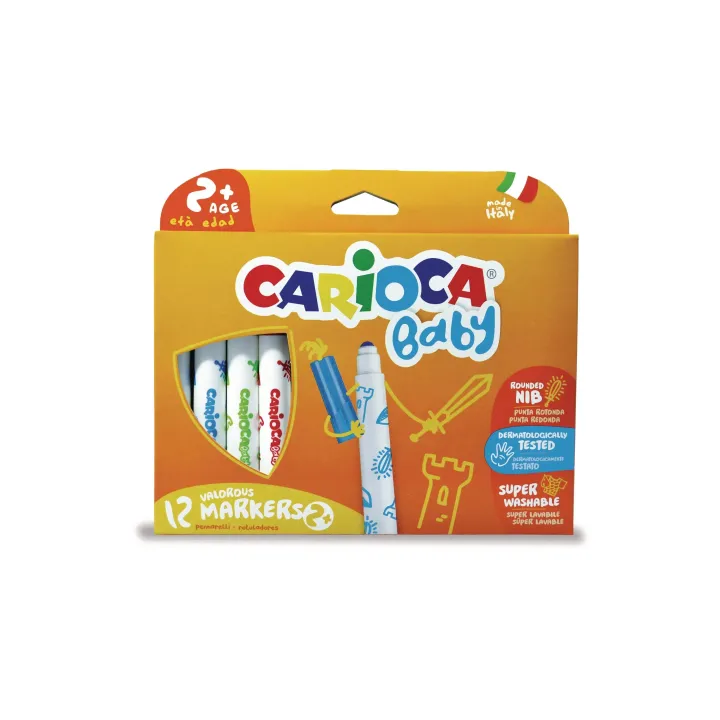 Carioca Feutres de coloriage Baby 2+ 12 pièces, multicolores