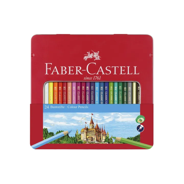 Faber-Castell Crayons de couleur Hexagonal Étui métallique de 24 pièces